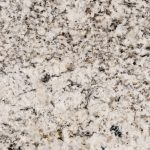 an oyster white granite countertop surface that has gray and black veining pattern over the warm white background
