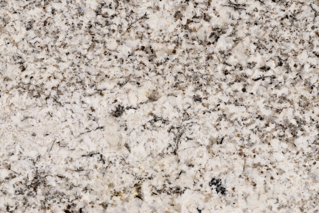 an oyster white granite countertop surface that has gray and black veining pattern over the warm white background